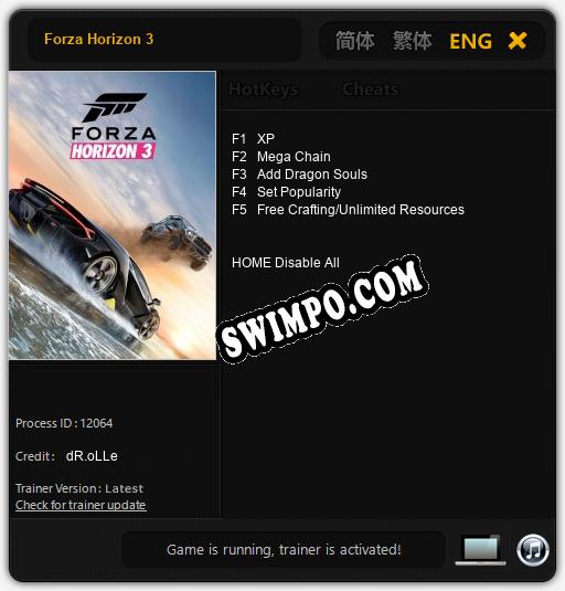 Forza Horizon 3: ТРЕЙНЕР И ЧИТЫ (V1.0.85)