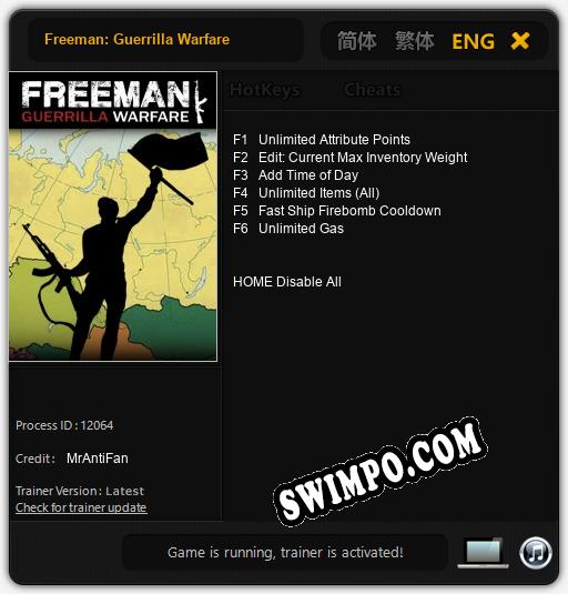 Freeman: Guerrilla Warfare: ТРЕЙНЕР И ЧИТЫ (V1.0.64)