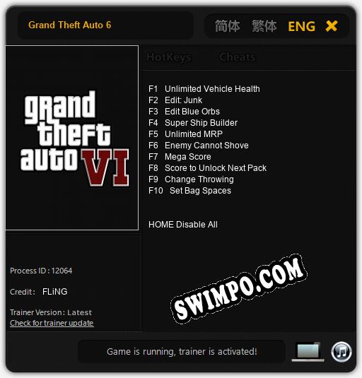 Трейнер для Grand Theft Auto 6 [v1.0.9]