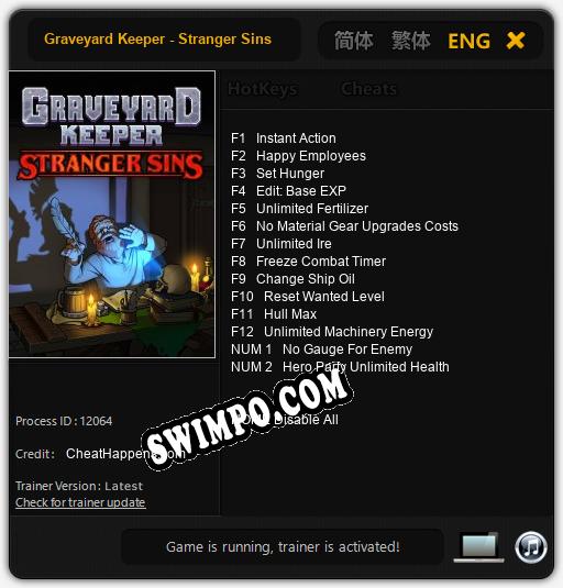 Graveyard Keeper - Stranger Sins: ТРЕЙНЕР И ЧИТЫ (V1.0.90)