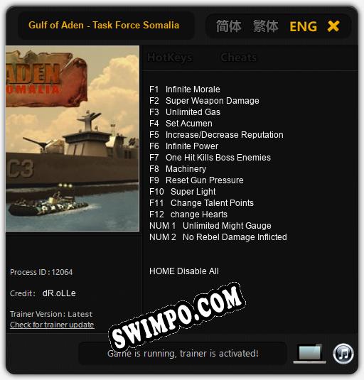 Gulf of Aden - Task Force Somalia: ТРЕЙНЕР И ЧИТЫ (V1.0.25)