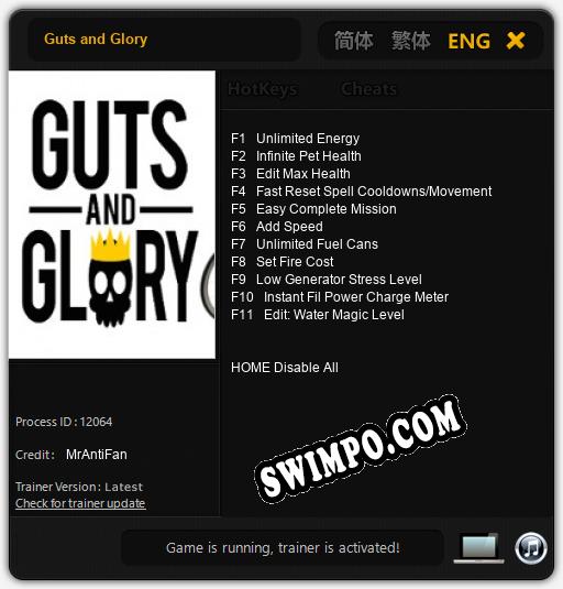 Guts and Glory: Читы, Трейнер +11 [MrAntiFan]