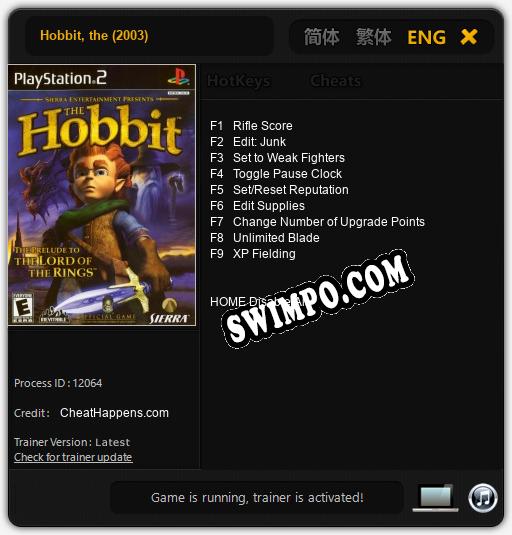 Hobbit, the (2003): Читы, Трейнер +9 [CheatHappens.com]