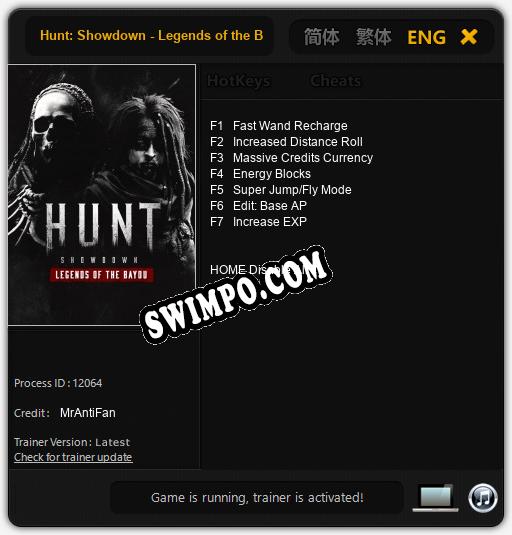 Трейнер для Hunt: Showdown - Legends of the Bayou [v1.0.8]