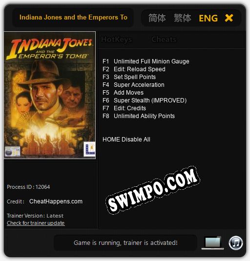 Indiana Jones and the Emperors Tomb: Читы, Трейнер +8 [CheatHappens.com]