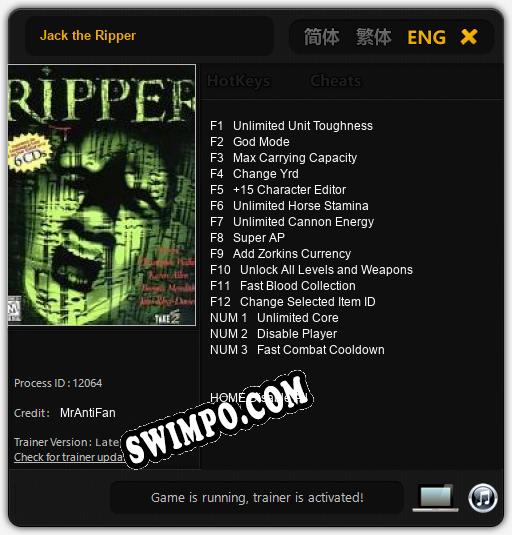 Jack the Ripper: Трейнер +15 [v1.8]