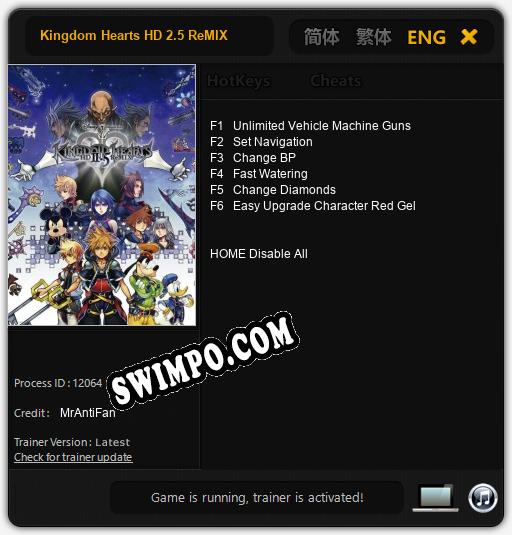 Kingdom Hearts HD 2.5 ReMIX: ТРЕЙНЕР И ЧИТЫ (V1.0.20)
