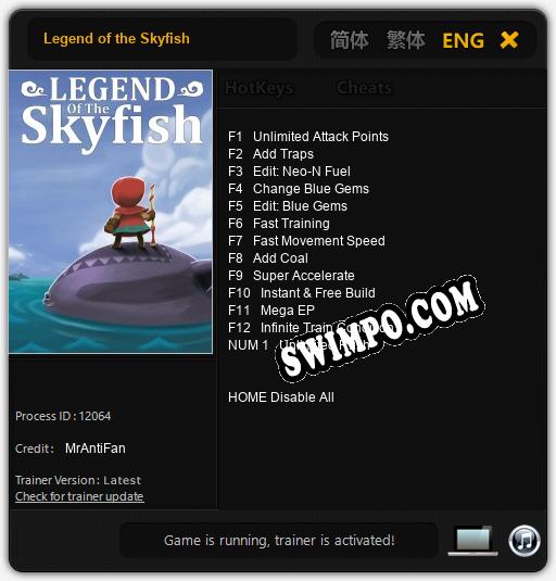Трейнер для Legend of the Skyfish [v1.0.8]
