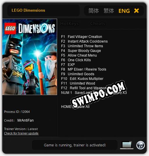 LEGO Dimensions: ТРЕЙНЕР И ЧИТЫ (V1.0.23)