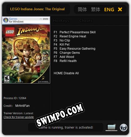 Трейнер для LEGO Indiana Jones: The Original Adventures [v1.0.4]