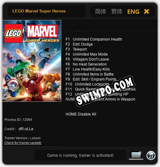 LEGO Marvel Super Heroes: ТРЕЙНЕР И ЧИТЫ (V1.0.8)