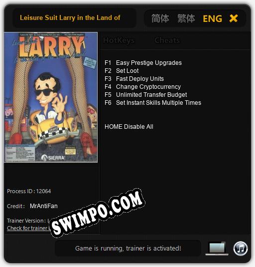 Leisure Suit Larry in the Land of the Lounge Lizards: Трейнер +6 [v1.3]