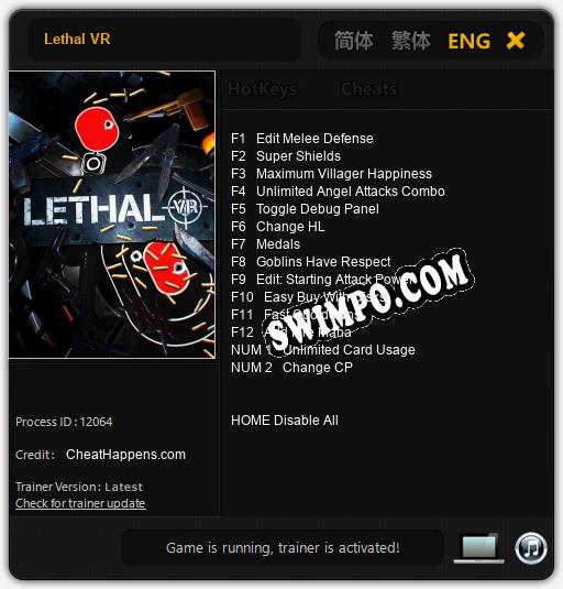 Lethal VR: ТРЕЙНЕР И ЧИТЫ (V1.0.15)