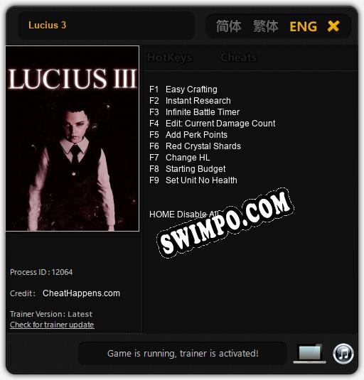 Lucius 3: ТРЕЙНЕР И ЧИТЫ (V1.0.63)