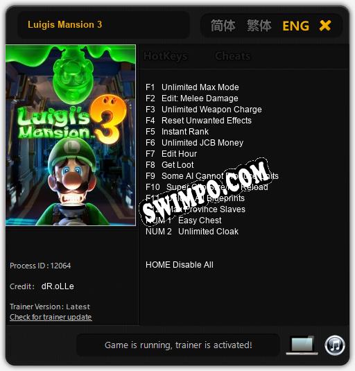 Luigis Mansion 3: Читы, Трейнер +14 [dR.oLLe]