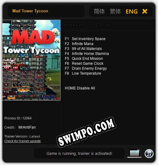 Mad Tower Tycoon: Трейнер +8 [v1.1]