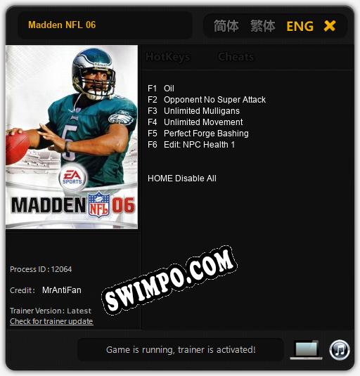 Madden NFL 06: Читы, Трейнер +6 [MrAntiFan]