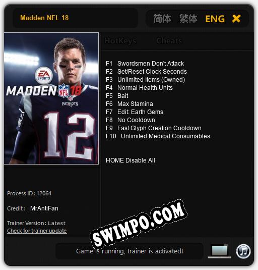 Madden NFL 18: ТРЕЙНЕР И ЧИТЫ (V1.0.22)