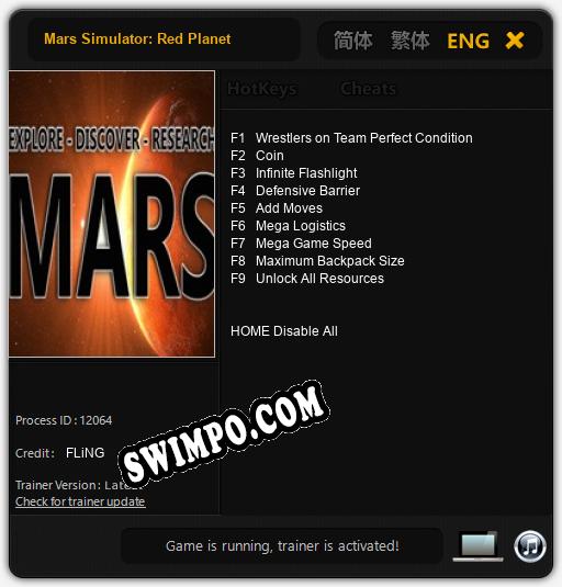 Трейнер для Mars Simulator: Red Planet [v1.0.1]