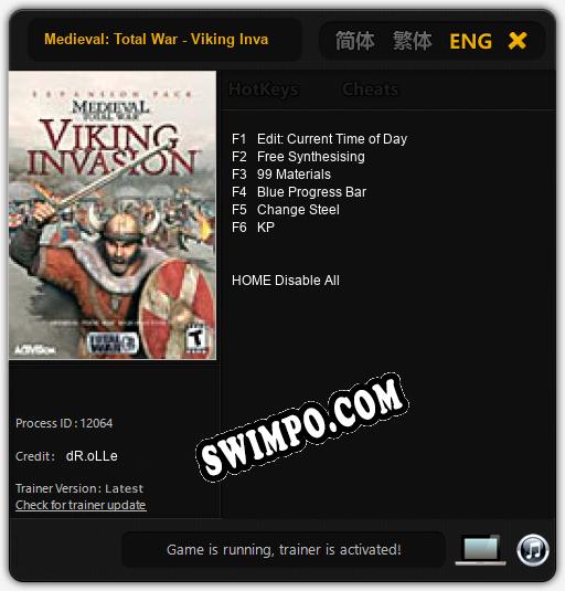 Medieval: Total War - Viking Invasion: Читы, Трейнер +6 [dR.oLLe]