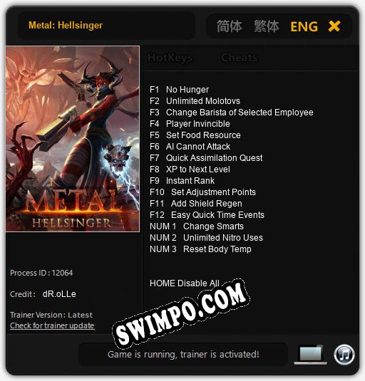 Трейнер для Metal: Hellsinger [v1.0.2]