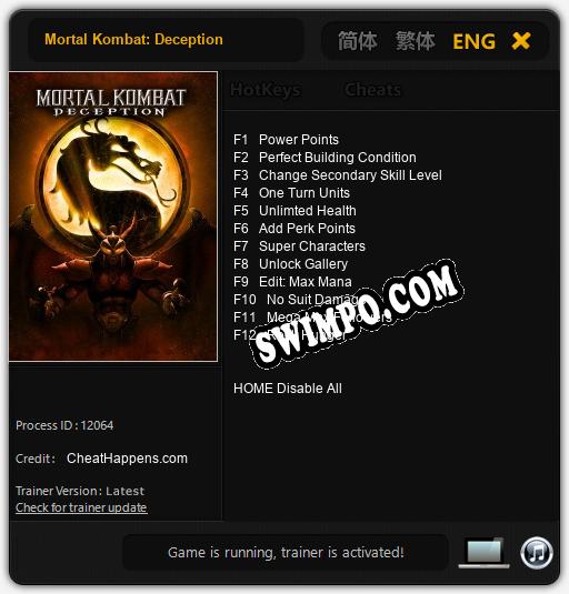 Трейнер для Mortal Kombat: Deception [v1.0.5]
