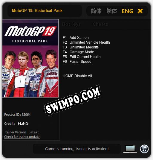 MotoGP 19: Historical Pack: Трейнер +6 [v1.7]