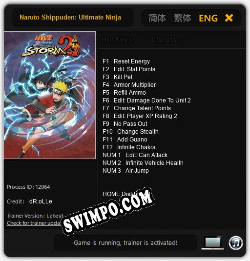 Naruto Shippuden: Ultimate Ninja Storm 2: Читы, Трейнер +15 [dR.oLLe]