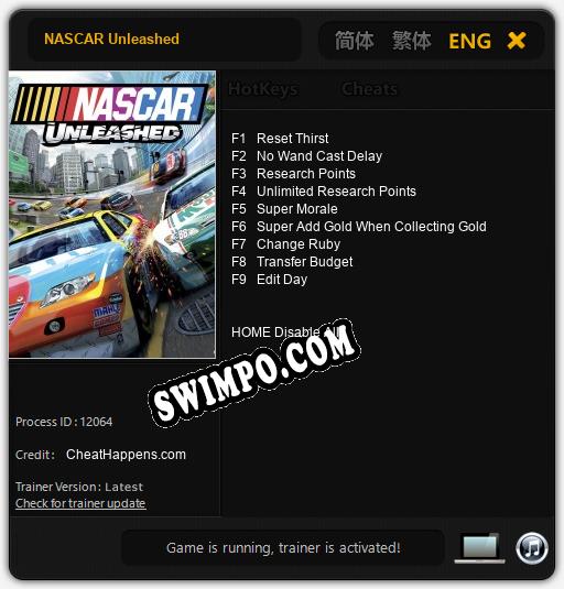 NASCAR Unleashed: ТРЕЙНЕР И ЧИТЫ (V1.0.2)