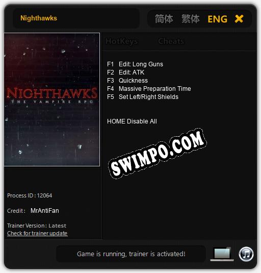 Nighthawks: Трейнер +5 [v1.4]