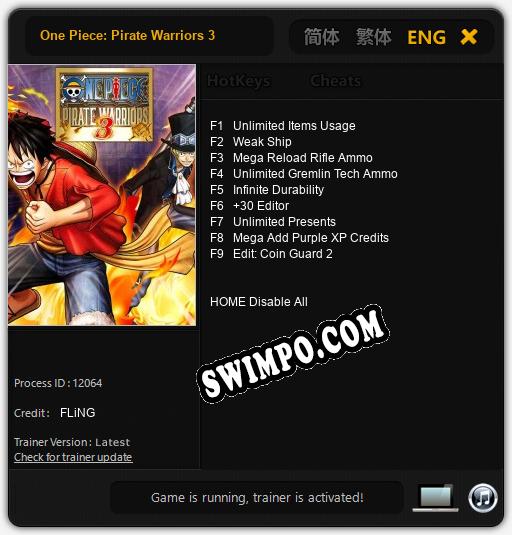 One Piece: Pirate Warriors 3: Трейнер +9 [v1.7]
