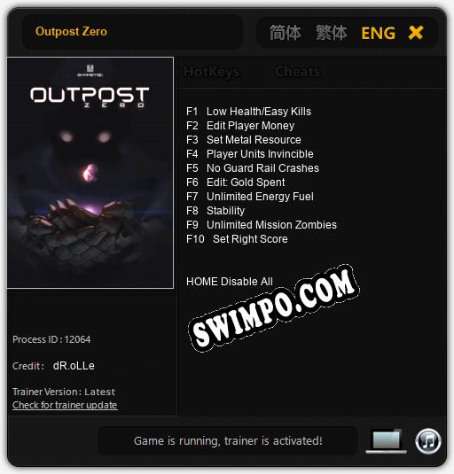 Outpost Zero: Трейнер +10 [v1.4]