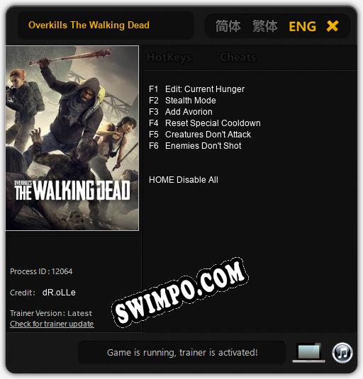 Overkills The Walking Dead: ТРЕЙНЕР И ЧИТЫ (V1.0.44)