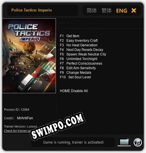Police Tactics: Imperio: Трейнер +10 [v1.2]