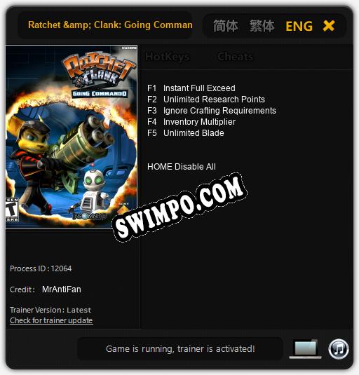 Ratchet & Clank: Going Commando: Трейнер +5 [v1.3]