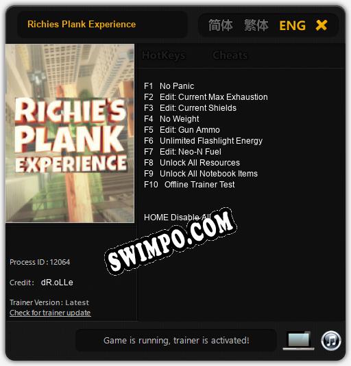 Richies Plank Experience: Трейнер +10 [v1.3]