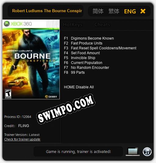 Трейнер для Robert Ludlums The Bourne Conspiracy [v1.0.1]