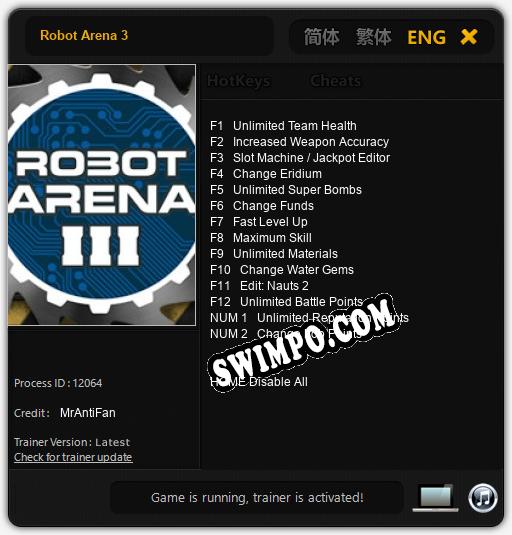 Robot Arena 3: ТРЕЙНЕР И ЧИТЫ (V1.0.14)