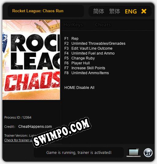 Трейнер для Rocket League: Chaos Run [v1.0.1]