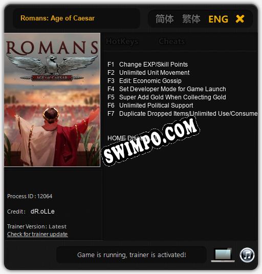 Трейнер для Romans: Age of Caesar [v1.0.4]