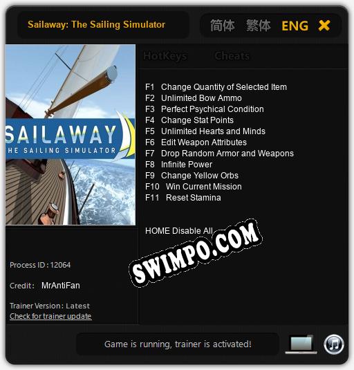 Трейнер для Sailaway: The Sailing Simulator [v1.0.5]