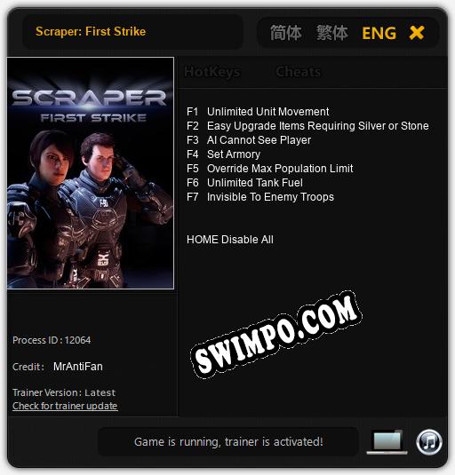 Scraper: First Strike: ТРЕЙНЕР И ЧИТЫ (V1.0.29)