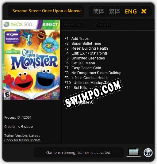 Трейнер для Sesame Street: Once Upon a Monster [v1.0.7]