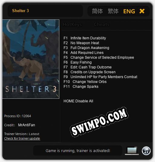 Shelter 3: Трейнер +11 [v1.3]
