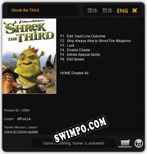 Shrek the Third: Читы, Трейнер +6 [dR.oLLe]