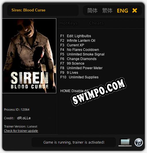 Siren: Blood Curse: Трейнер +10 [v1.9]