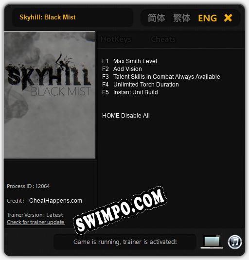 Skyhill: Black Mist: ТРЕЙНЕР И ЧИТЫ (V1.0.51)