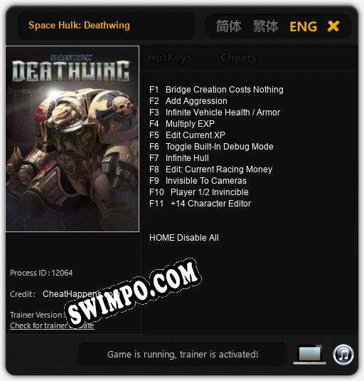 Space Hulk: Deathwing: Читы, Трейнер +11 [CheatHappens.com]