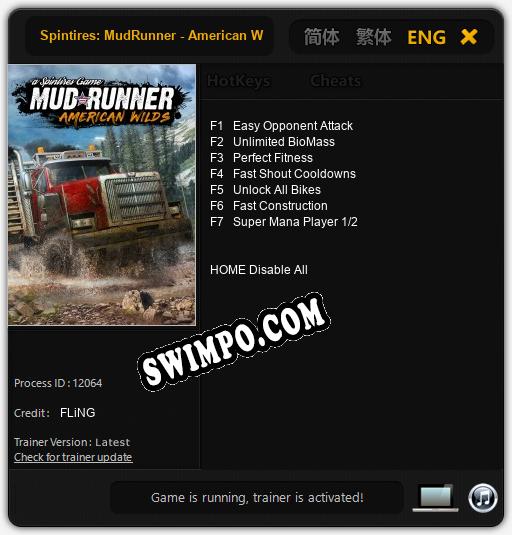 Трейнер для Spintires: MudRunner - American Wilds [v1.0.1]