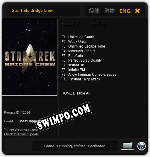 Трейнер для Star Trek: Bridge Crew [v1.0.5]